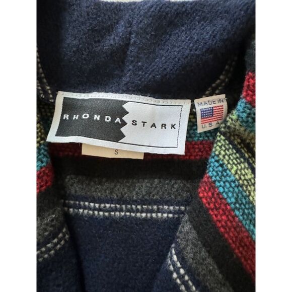 Rhonda Stark Southwestern Wool Blend Blanket Vest, Made in USA, Size S. - Picture 4 of 6